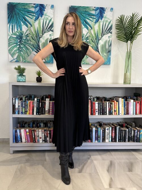 VESTIDO PLISADO MANGA CORTA - Imagen 7