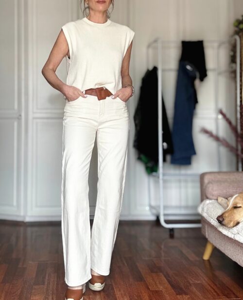 PANTALÓN DENIM BEIGE - Imagen 2
