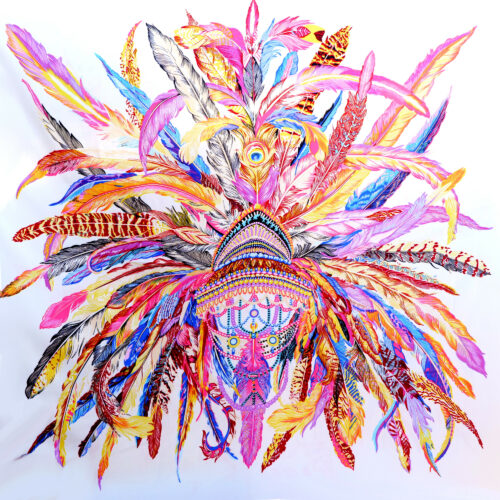 PAÑOLETA CON SEDA PLUMAS