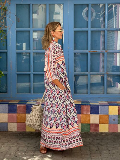 VESTIDO CAMISERO ROMBOS - Imagen 2