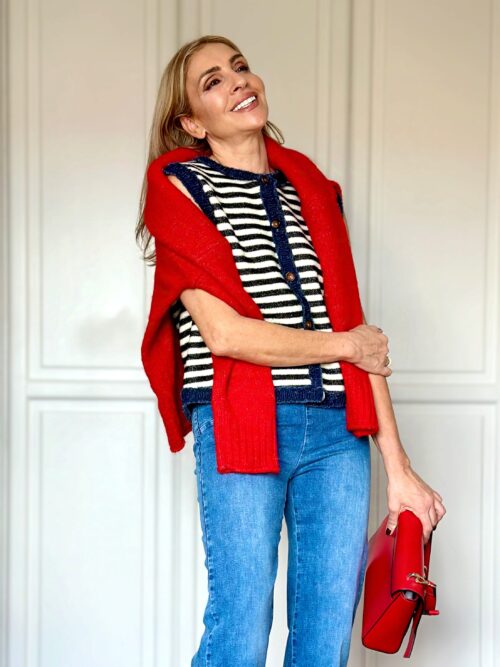 CHALECO RAYAS CON DENIM - Imagen 2
