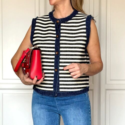 CHALECO RAYAS CON DENIM