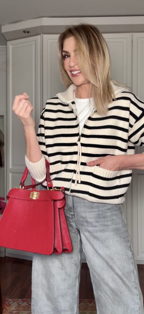 CARDIGAN RAYAS CUELLO