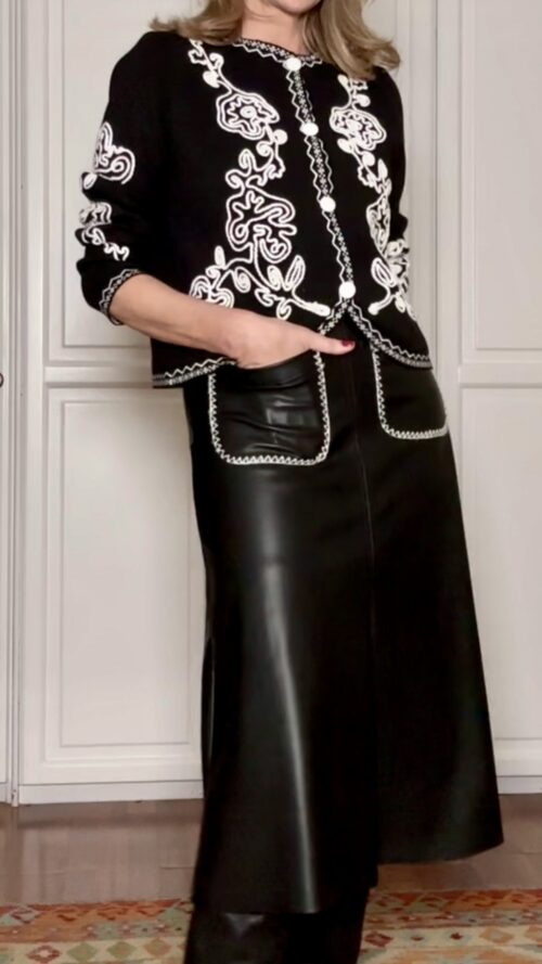 FALDA PESPUNTES EFECTO PIEL BLACK - Imagen 4