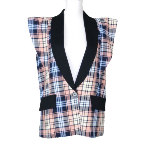 CHALECO CUADROS SOLAPA NEGRA