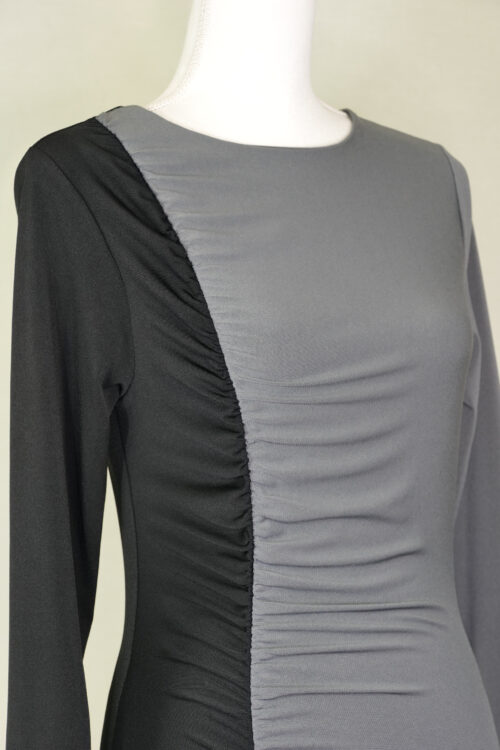 VESTIDO FRUNCIDO BICOLOR - Imagen 4