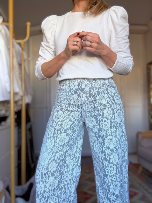 PANTALÓN WIDE LEG ENCAJE - Imagen 2