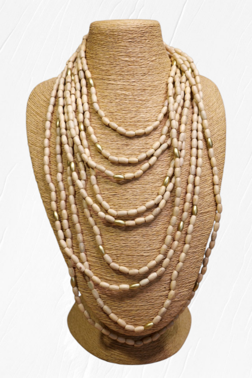 COLLAR LARGO CUENTAS MADERA