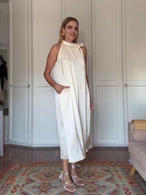 VESTIDO HALTER SATINADO - Imagen 2