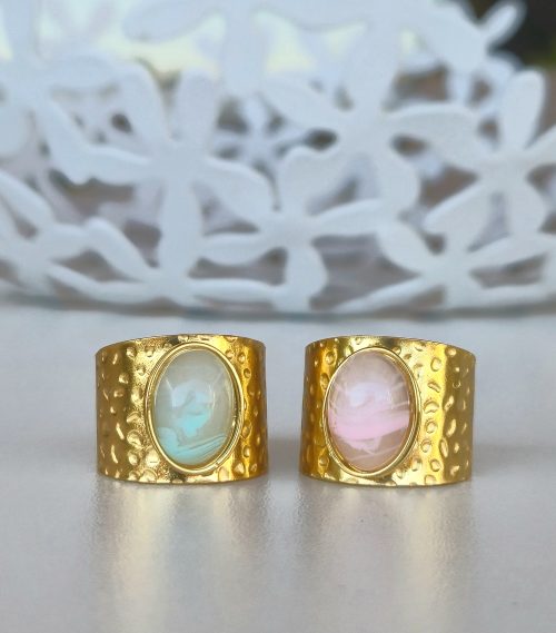 DÚO ANILLOS PIEDRA IRISADA