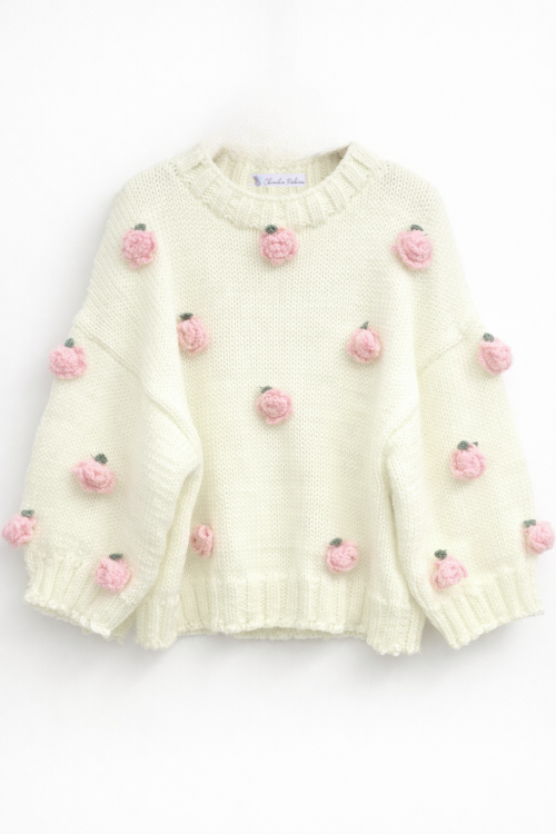 JERSEY OVERSIZE CROCHET FLORAL - Imagen 2