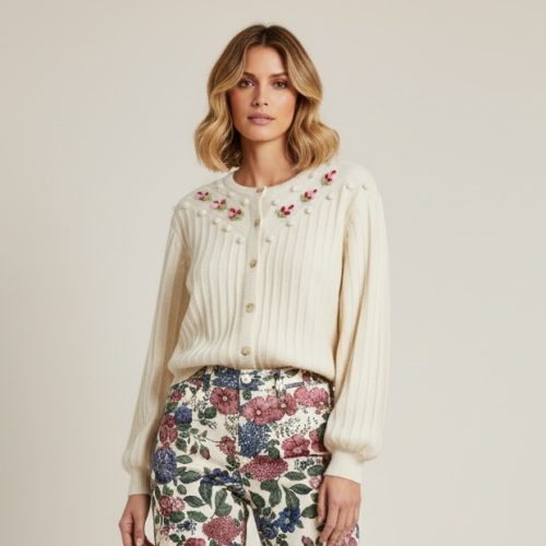 CHAQUETA PUNTO FLORES
