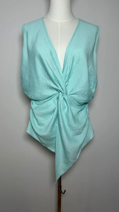 BLUSA NUDO TURQUESA
