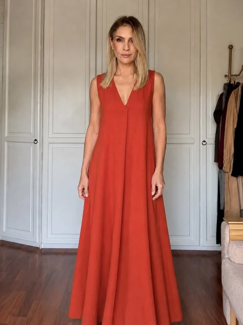 VESTIDO FLUIDO CREPE PICO