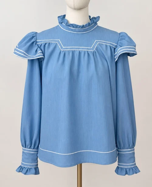 BLUSA CELESTE VOLANTES