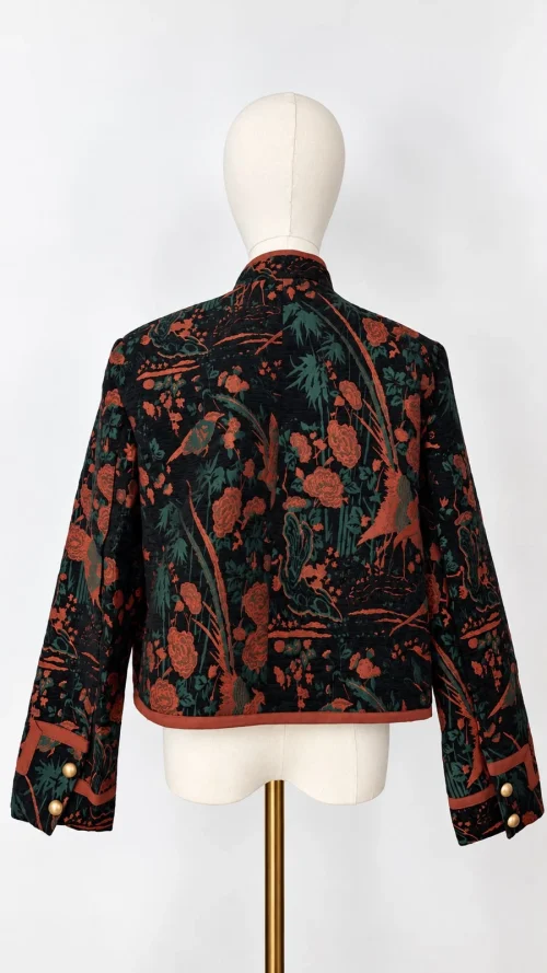 CHAQUETA JACQUARD ESTAMPADO FLORAL FONDO NEGRO - Imagen 2