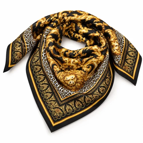 PAÑUELO ESTAMPADO DORADO - Imagen 2